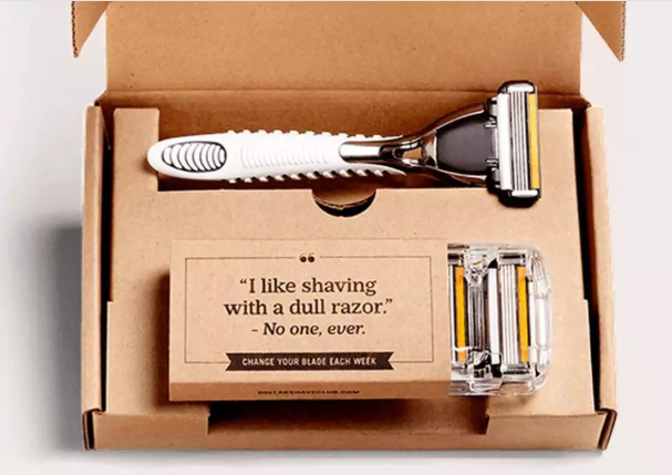 ▲订阅制电商Dollar Shave Club为用户提供剃须刀包月供应服务